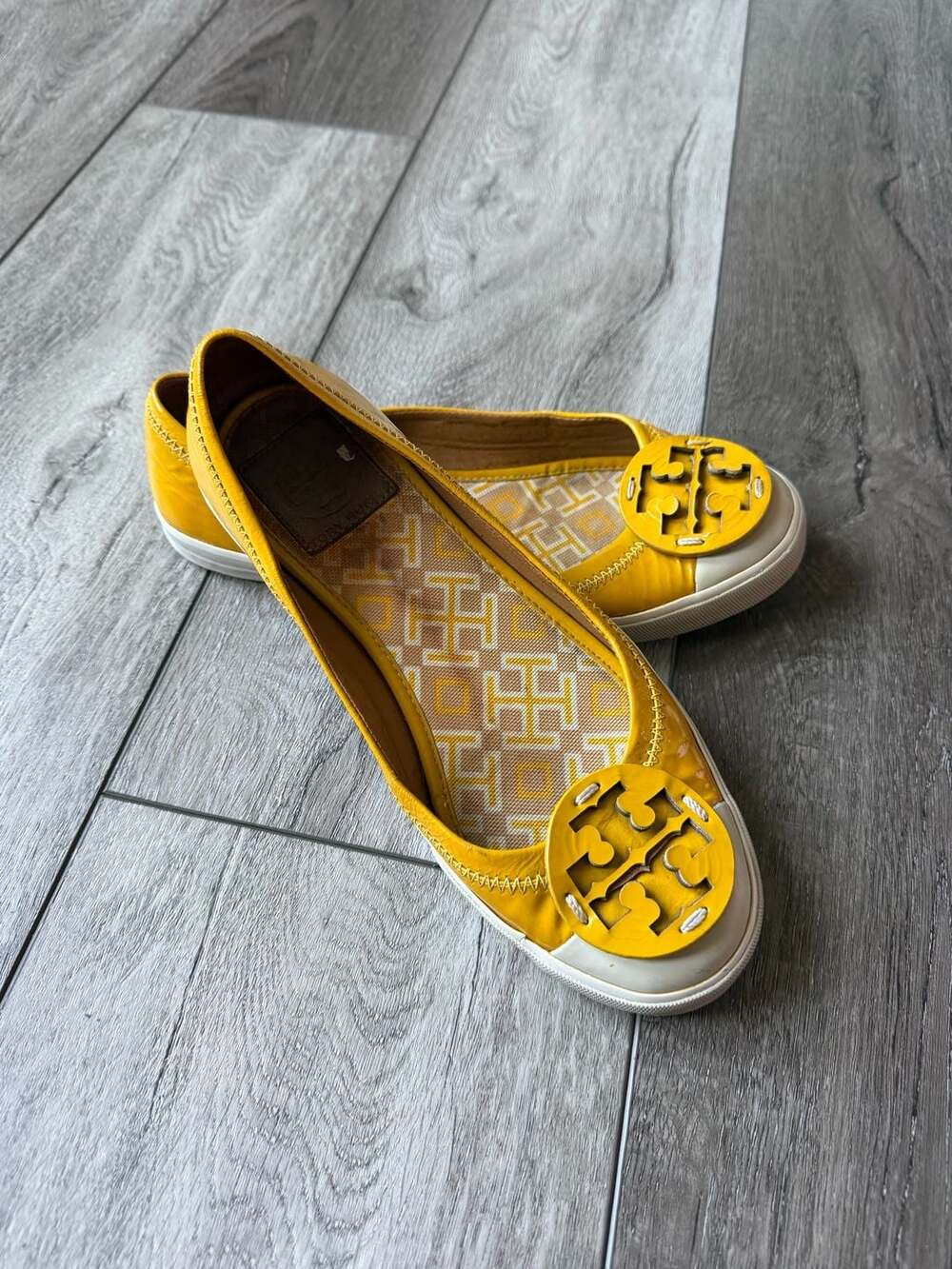 Tory Burch Yellow Patent Leather Channing Slip-On Ballet Flat Sneakers